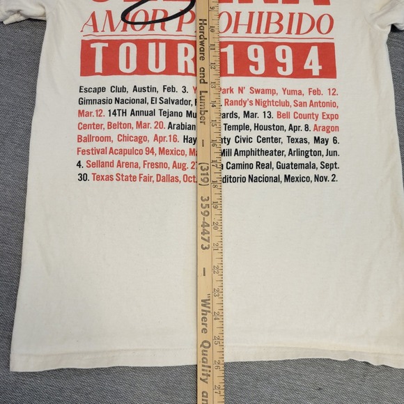 Selena Amor Prohibido Tour 1994 Graphic T-Shirt Cream Small Official Merchandise - Picture 6 of 7